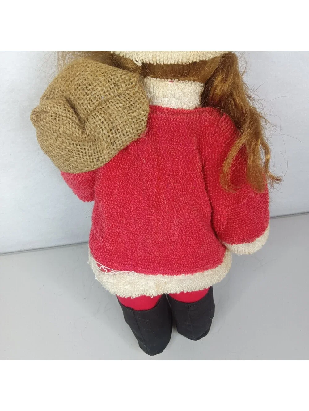 Vintage Kitschy Hand Painted Santa Claus Doll with Brown Beard